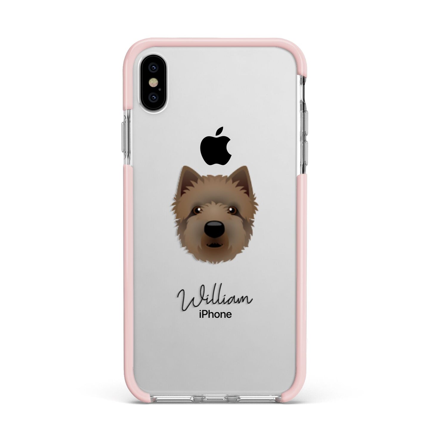 Westiepoo Personalised Apple iPhone Xs Max Impact Case Pink Edge on Silver Phone