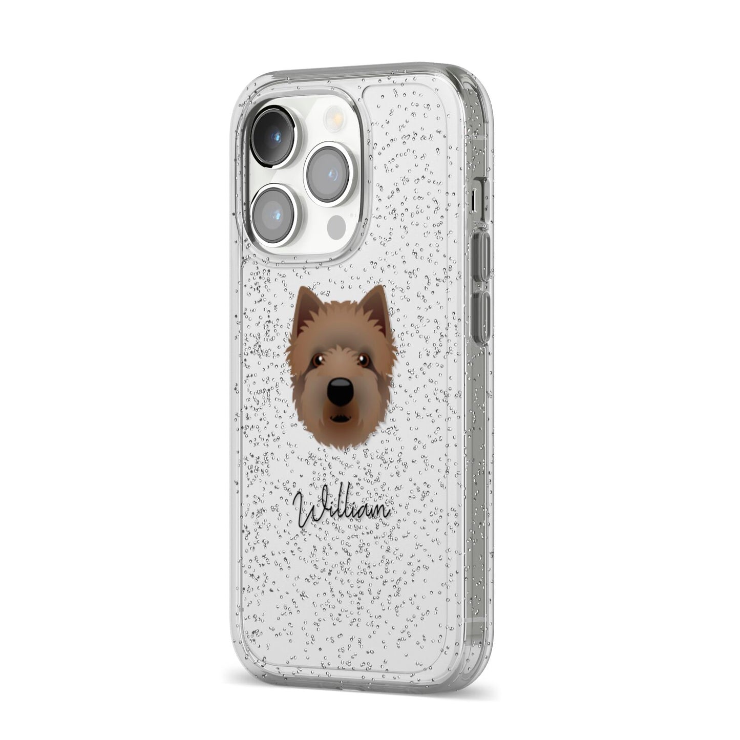 Westiepoo Personalised iPhone 14 Pro Glitter Tough Case Silver Angled Image