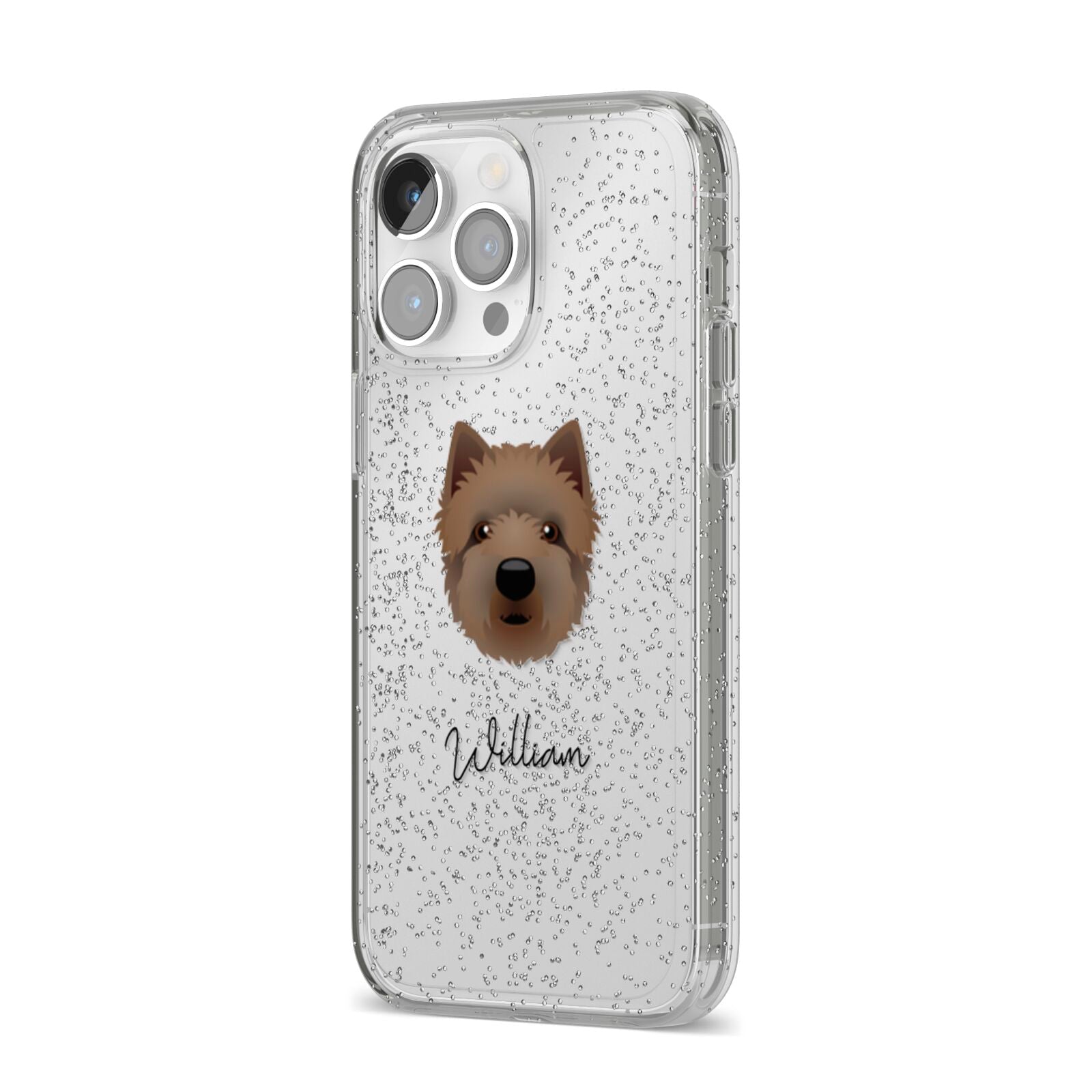 Westiepoo Personalised iPhone 14 Pro Max Glitter Tough Case Silver Angled Image