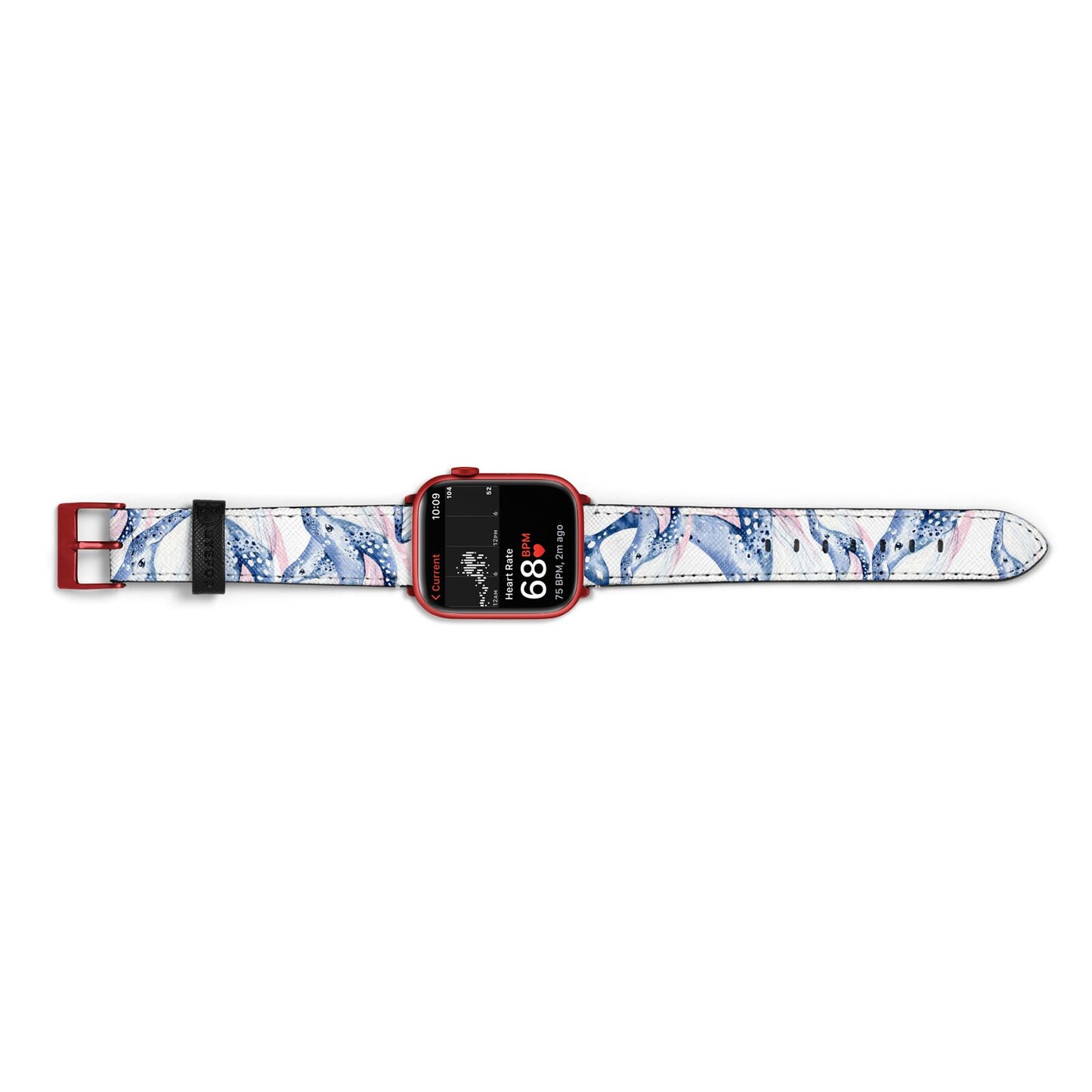 Whale Apple Watch Strap Size 38mm Landscape Image Red Hardware