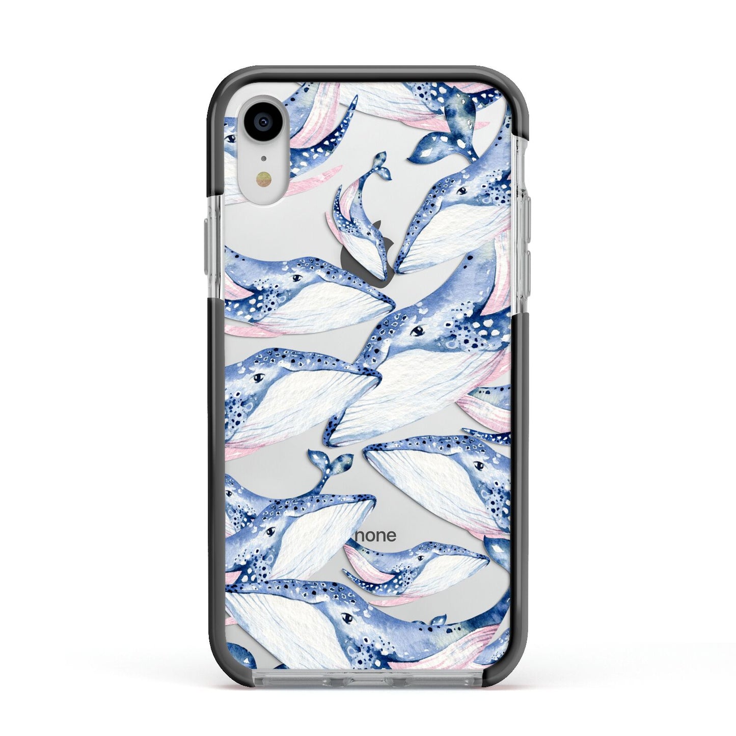 Whale Apple iPhone XR Impact Case Black Edge on Silver Phone