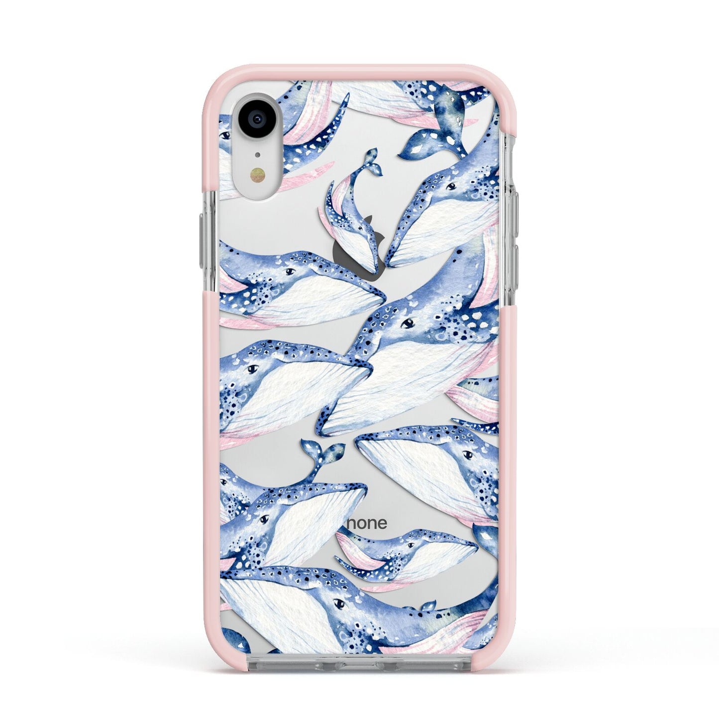Whale Apple iPhone XR Impact Case Pink Edge on Silver Phone