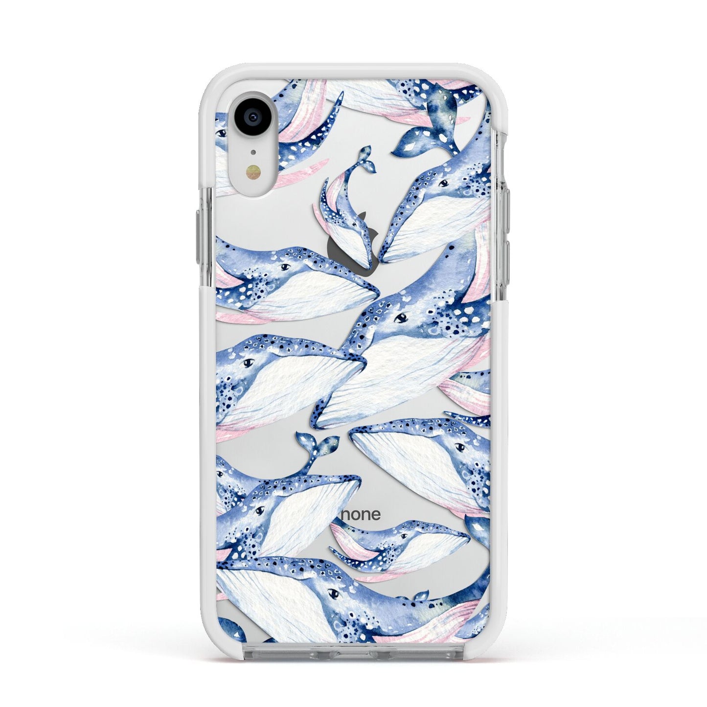 Whale Apple iPhone XR Impact Case White Edge on Silver Phone