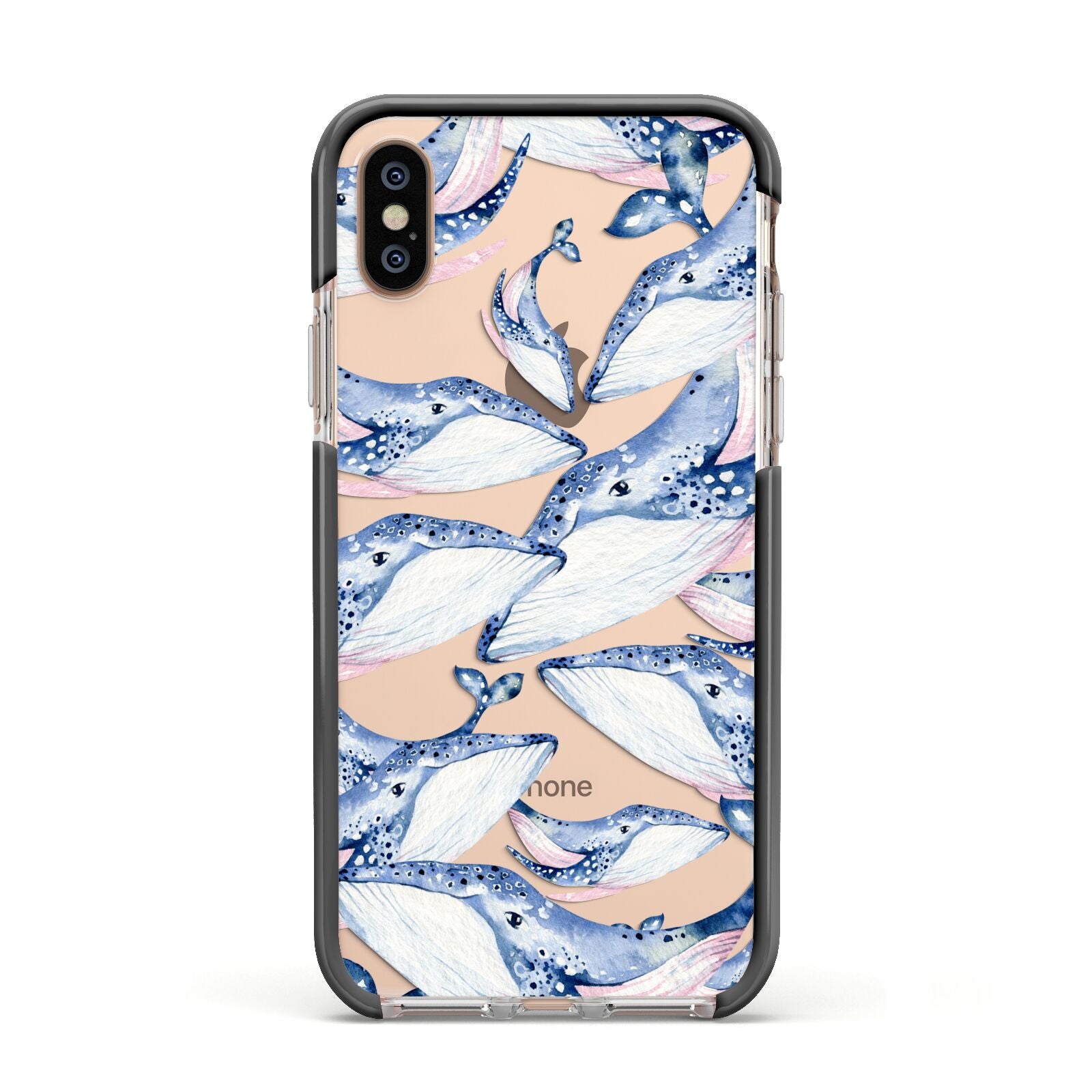 Whale Apple iPhone Xs Impact Case Black Edge on Gold Phone