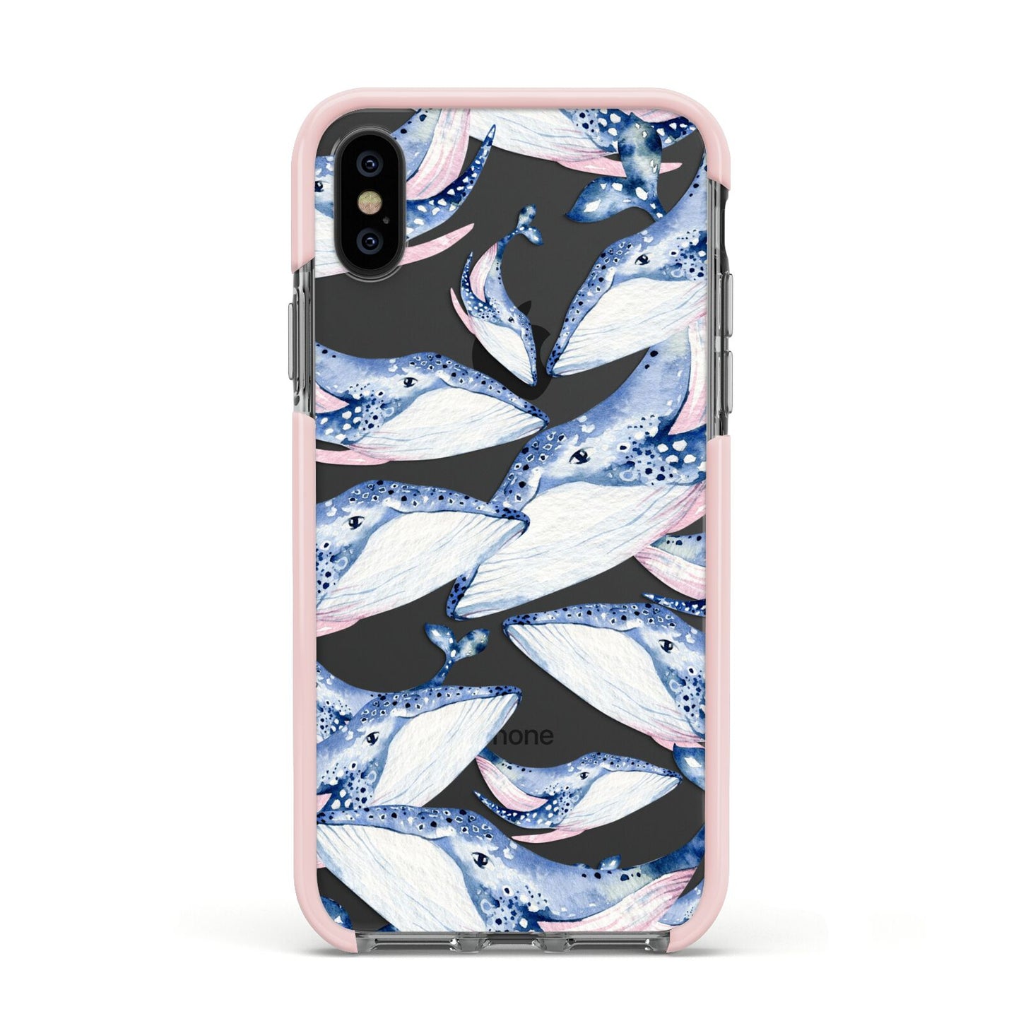 Whale Apple iPhone Xs Impact Case Pink Edge on Black Phone