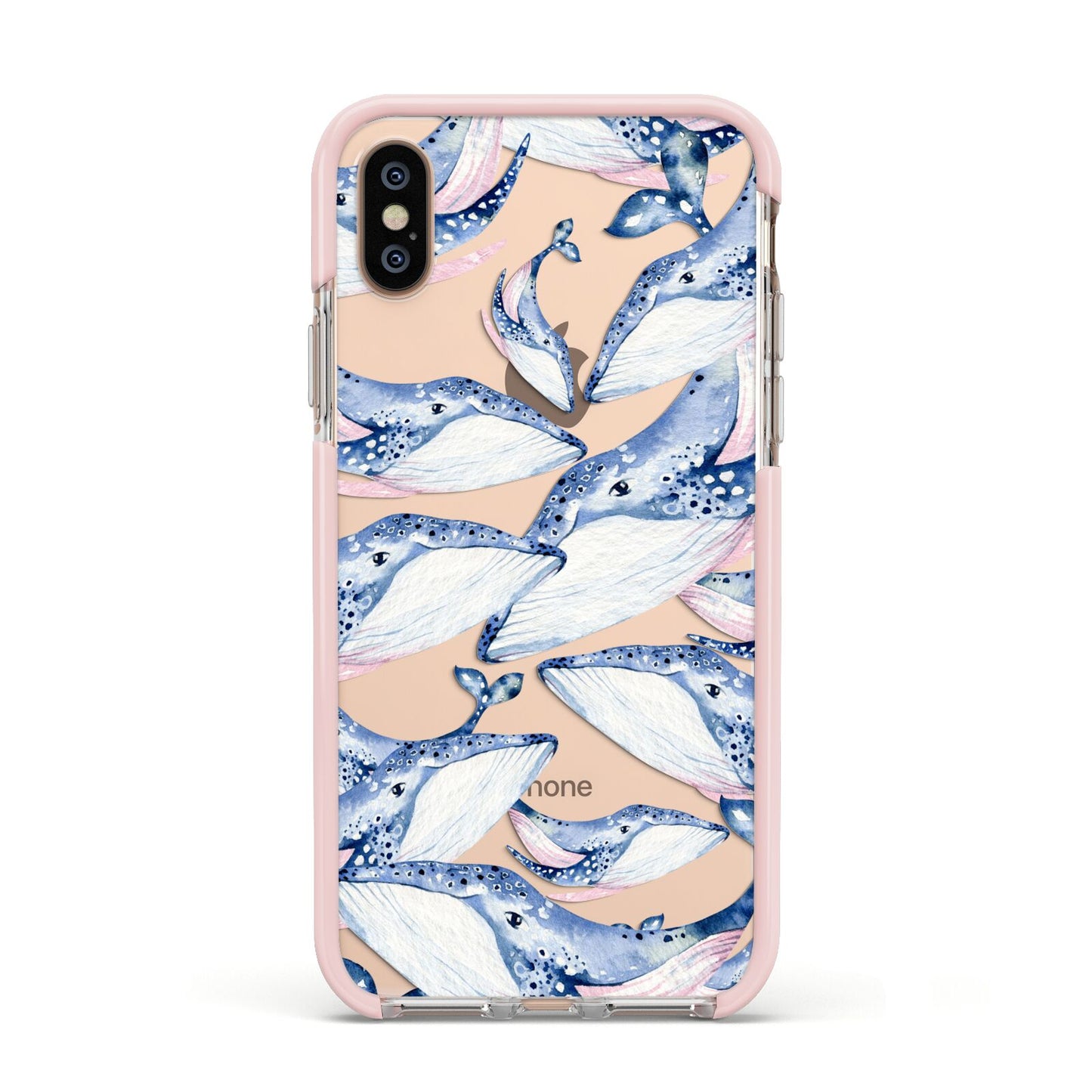 Whale Apple iPhone Xs Impact Case Pink Edge on Gold Phone