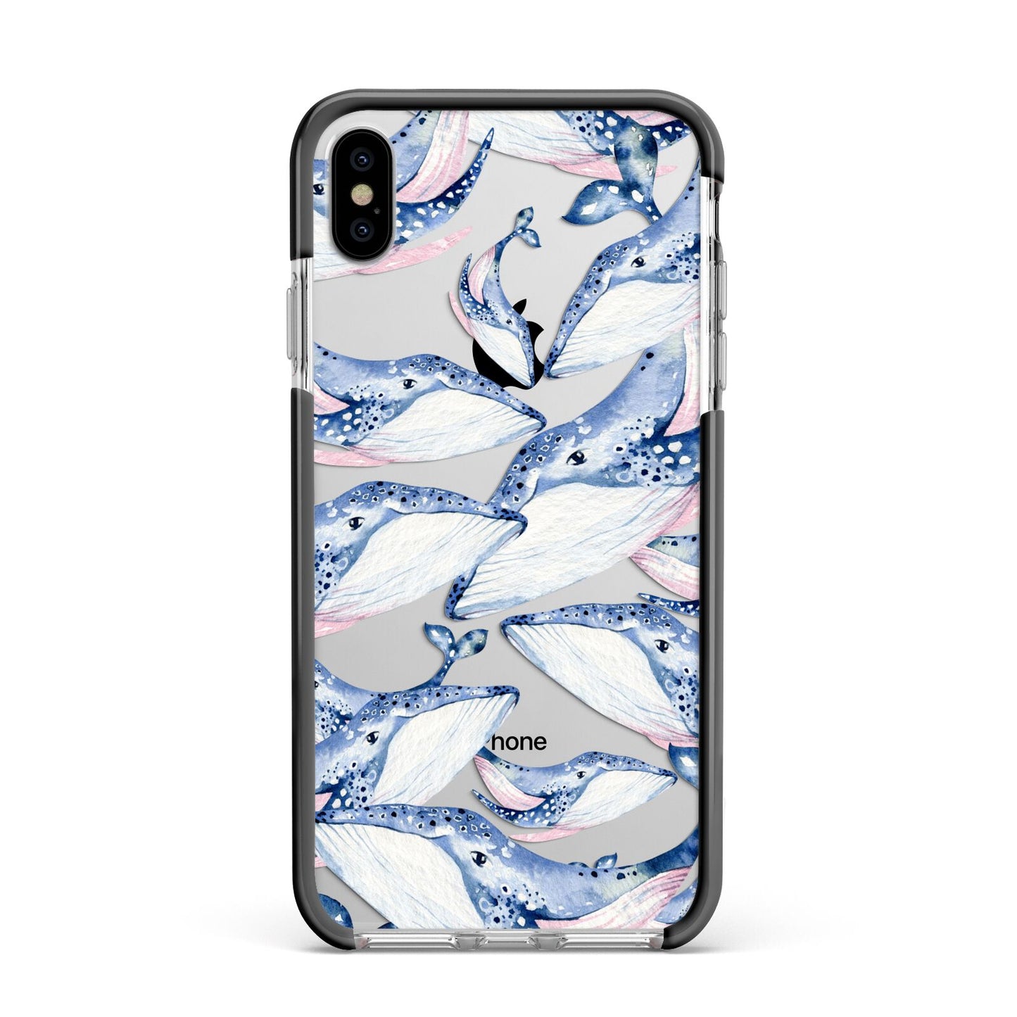 Whale Apple iPhone Xs Max Impact Case Black Edge on Silver Phone