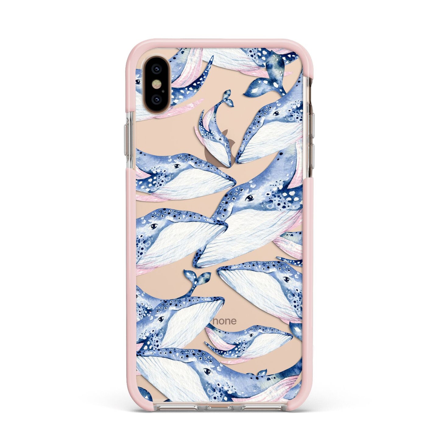 Whale Apple iPhone Xs Max Impact Case Pink Edge on Gold Phone