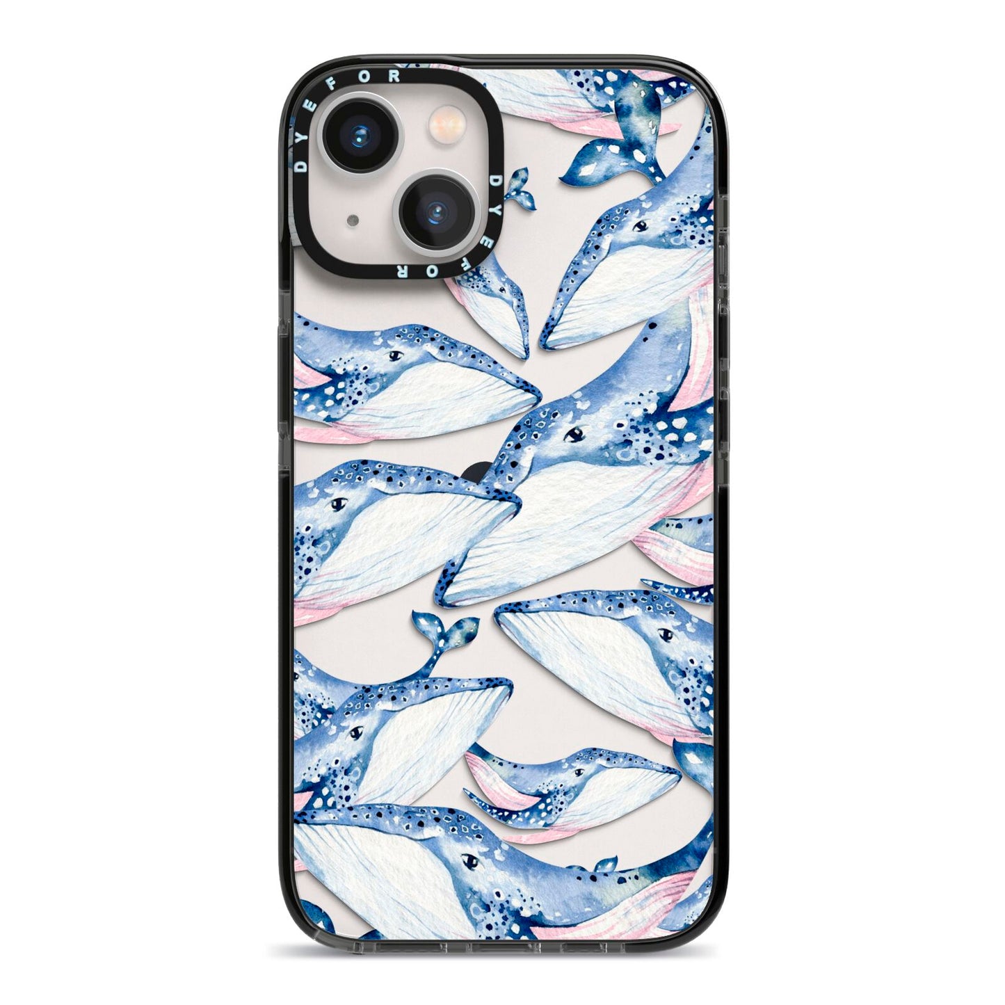 Whale iPhone 13 Black Impact Case on Silver phone