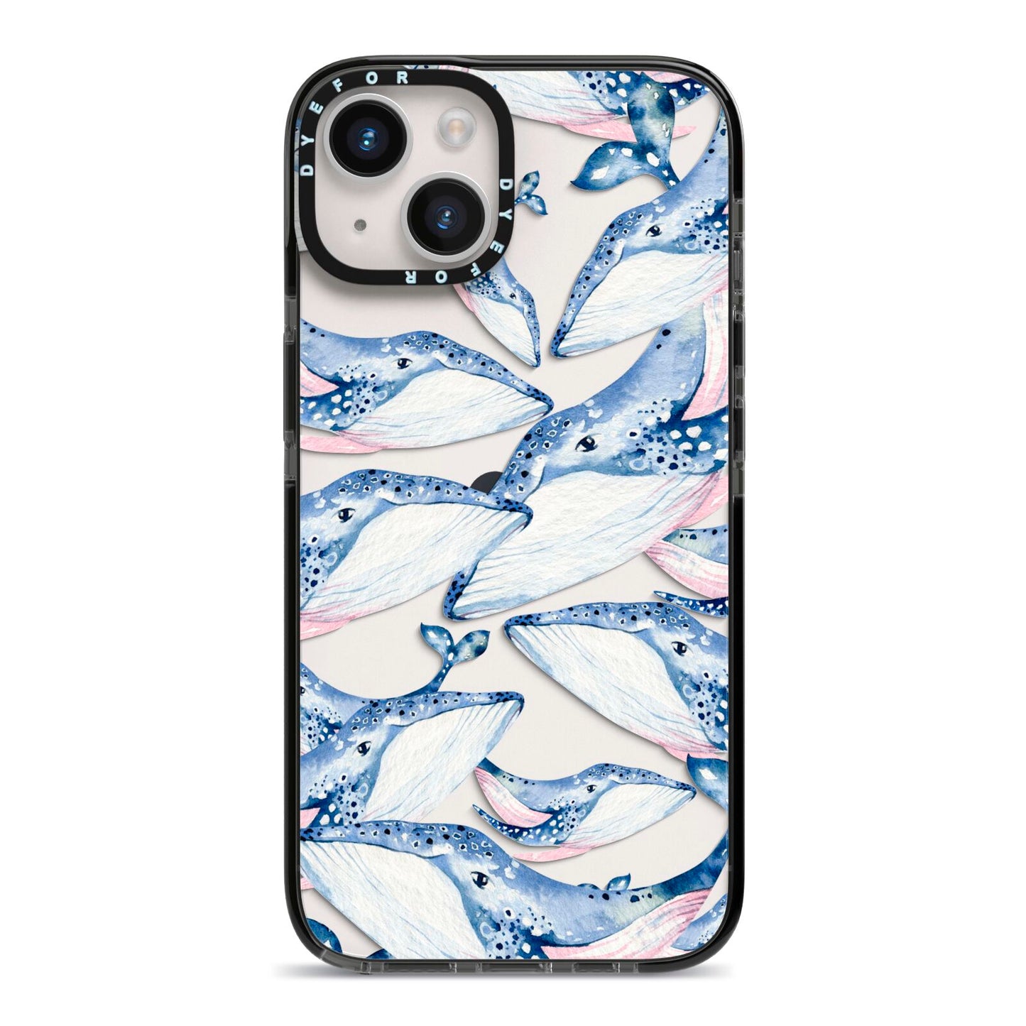 Whale iPhone 14 Black Impact Case on Silver phone