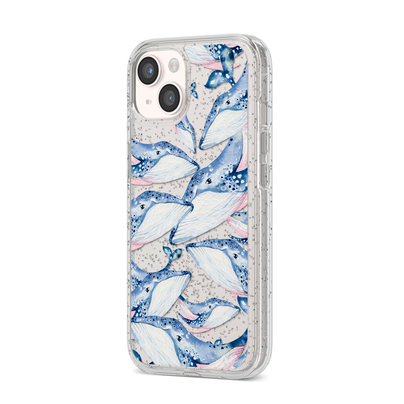 Whale iPhone 14 Glitter Tough Case Starlight Angled Image