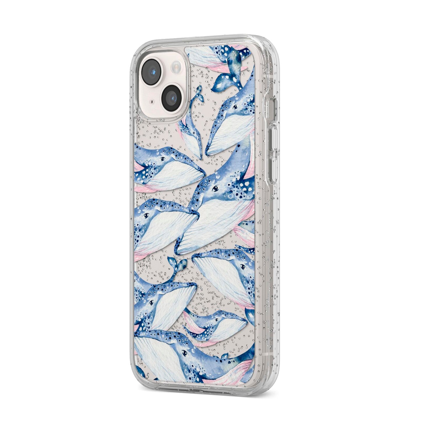 Whale iPhone 14 Plus Glitter Tough Case Starlight Angled Image