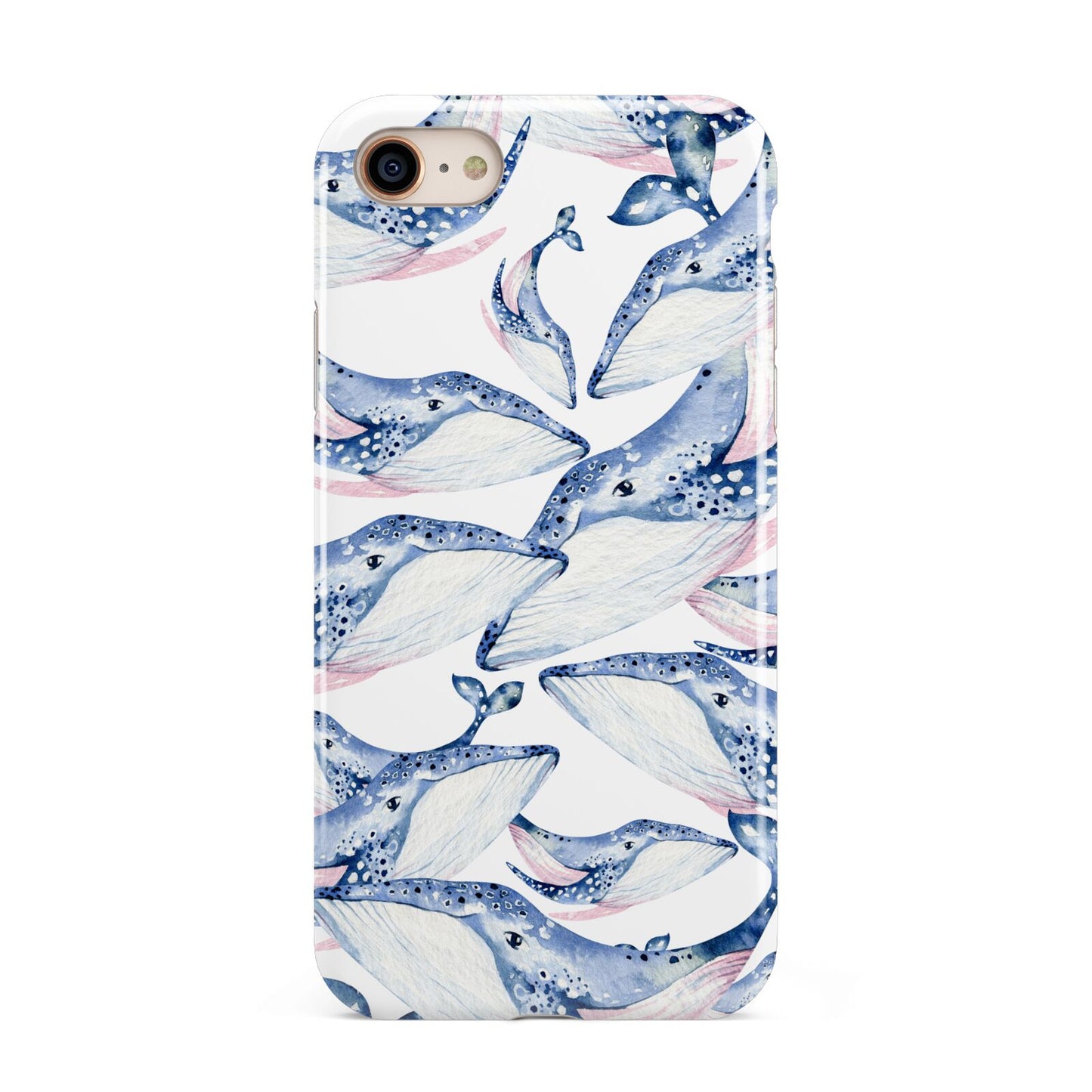 Whale iPhone 8 3D Tough Case on Gold Phone