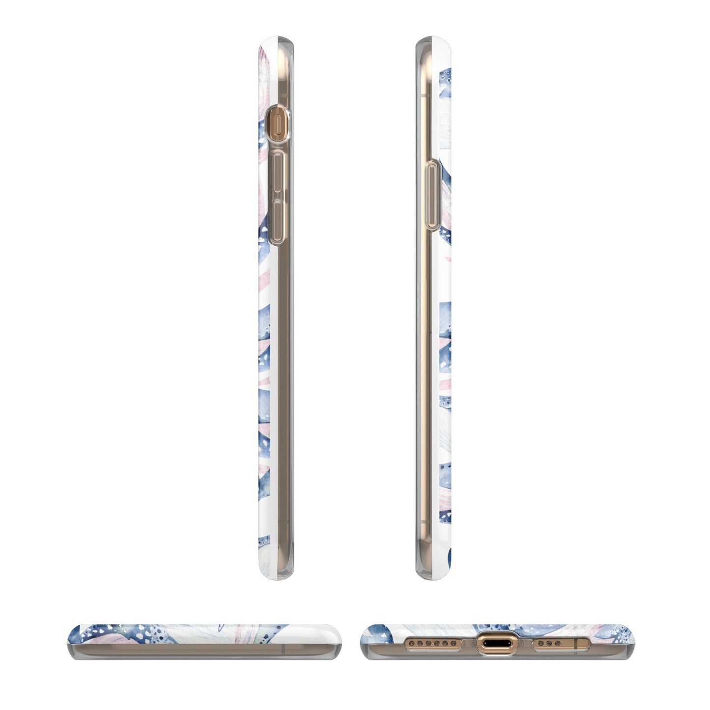 Whale iPhone XS 3D Tough Case in Gold Angled Images