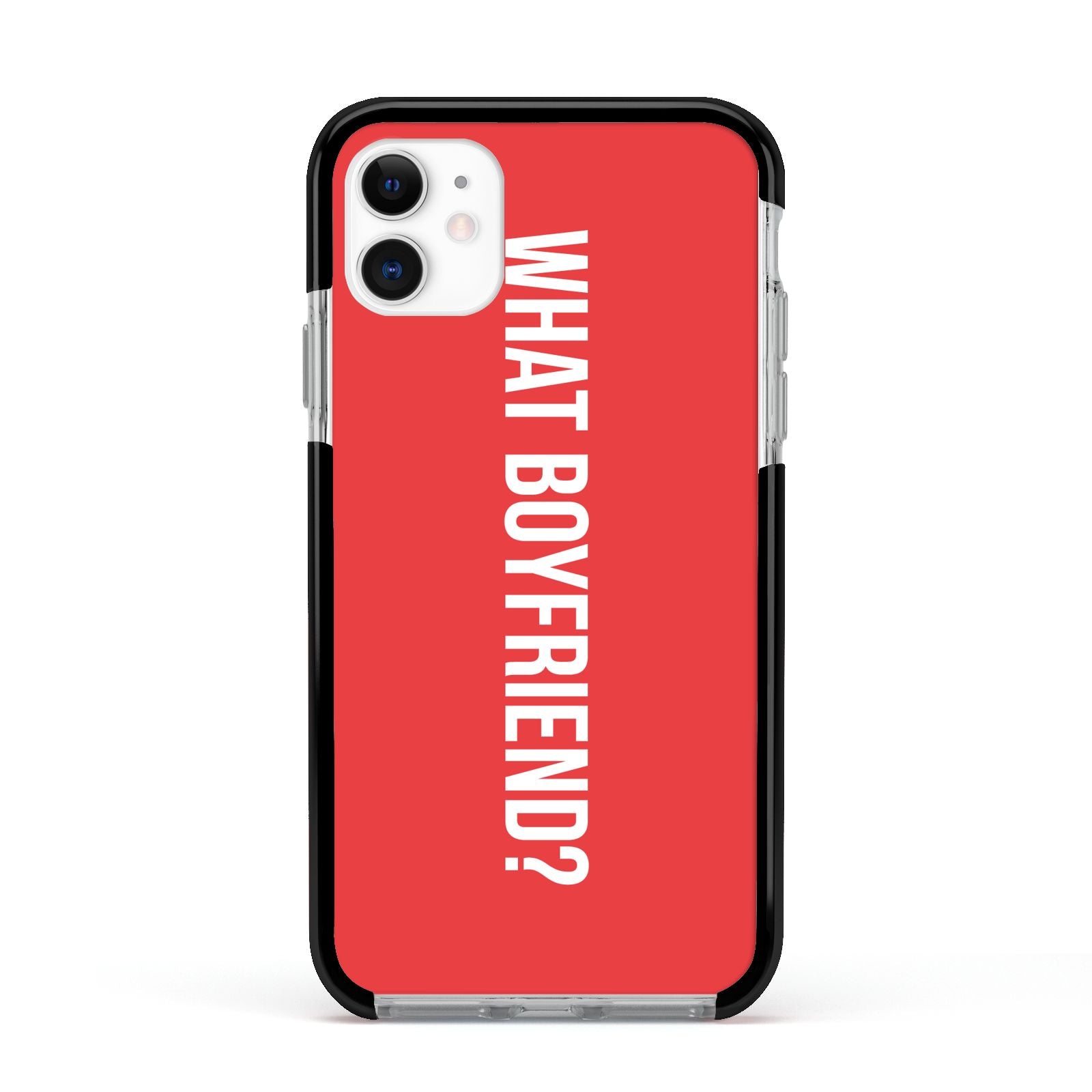 What Boyfriend Apple iPhone 11 in White with Black Impact Case