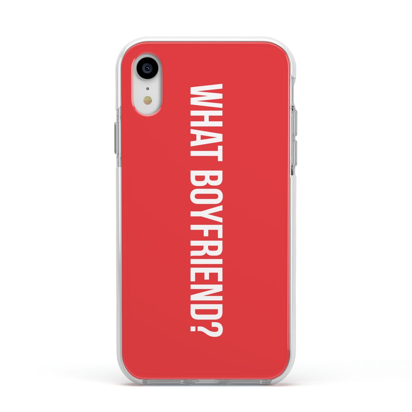 What Boyfriend Apple iPhone XR Impact Case White Edge on Silver Phone