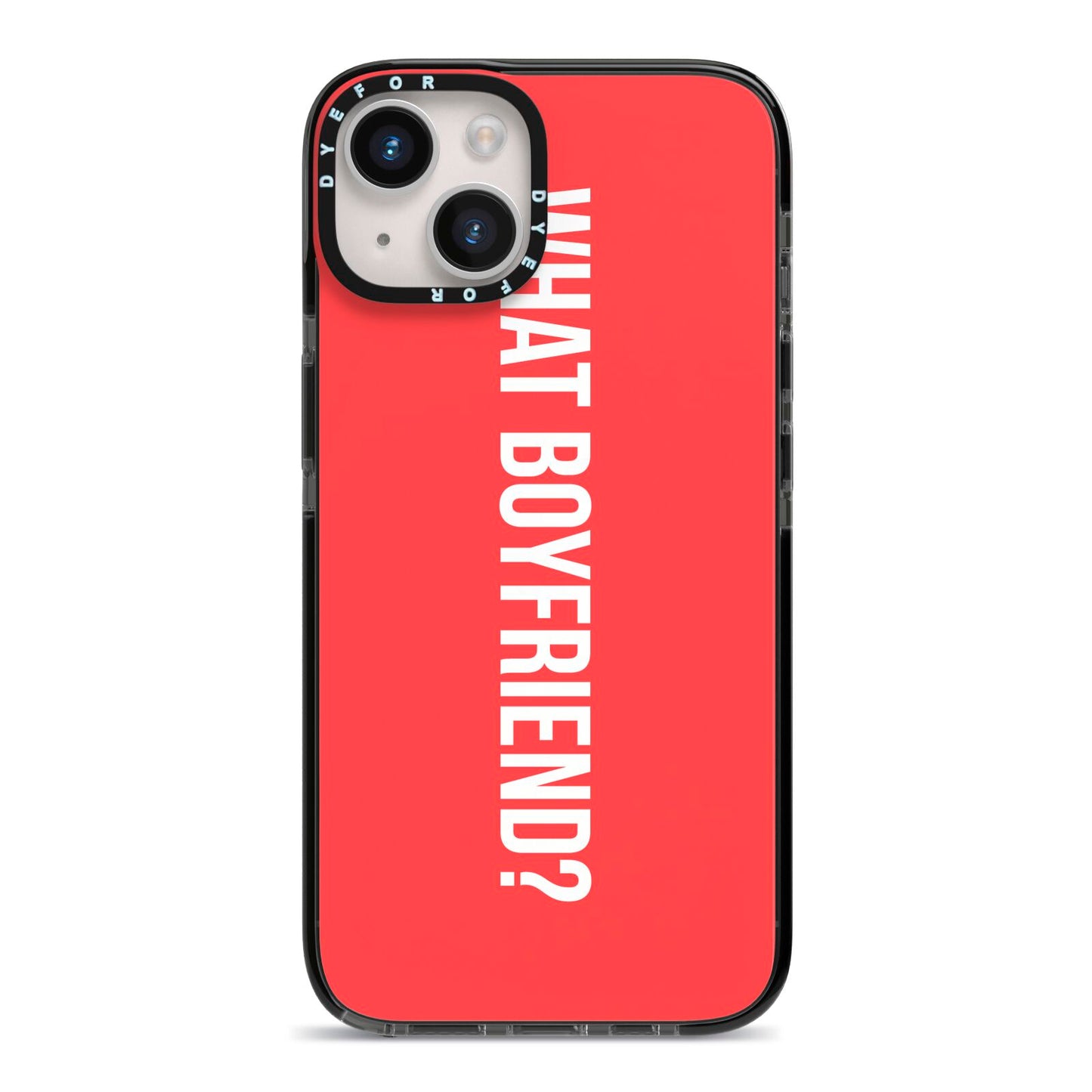 What Boyfriend iPhone 14 Black Impact Case on Silver phone