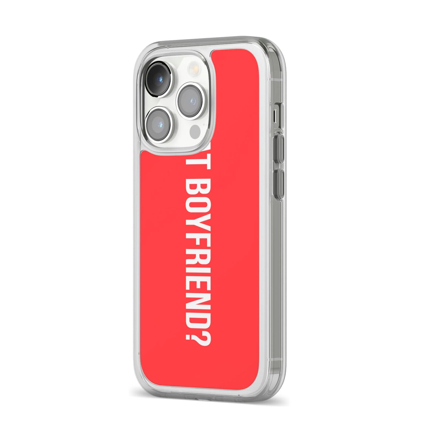 What Boyfriend iPhone 14 Pro Clear Tough Case Silver Angled Image