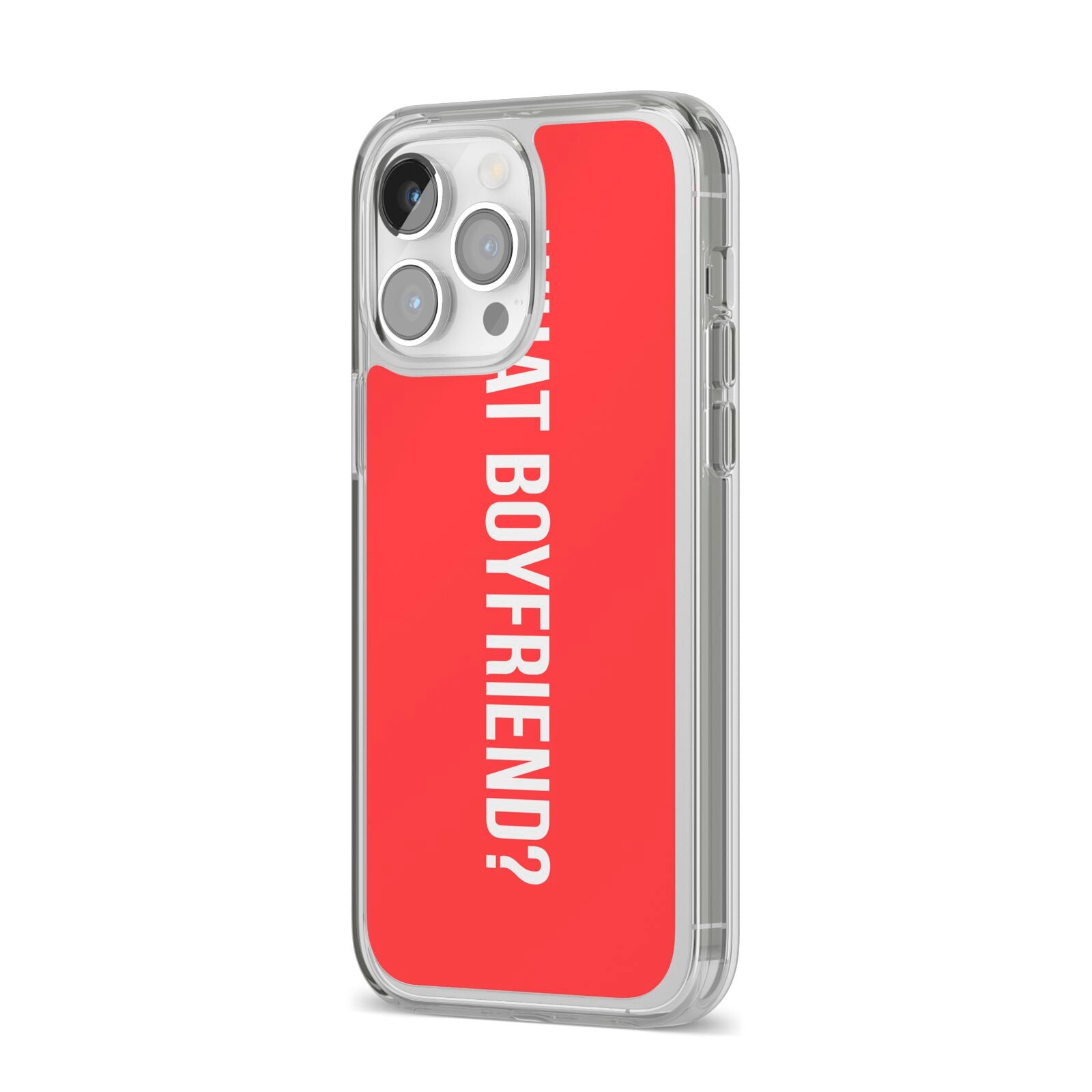 What Boyfriend iPhone 14 Pro Max Clear Tough Case Silver Angled Image