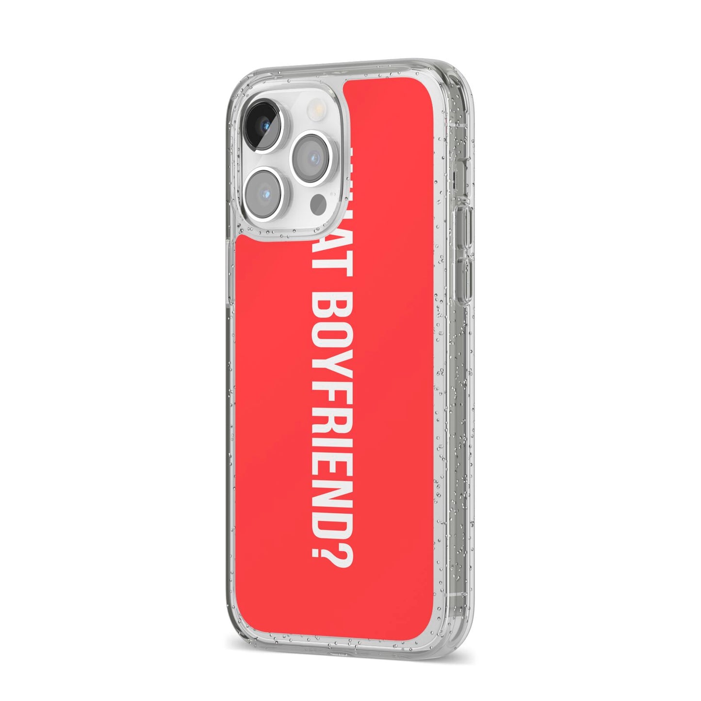 What Boyfriend iPhone 14 Pro Max Glitter Tough Case Silver Angled Image