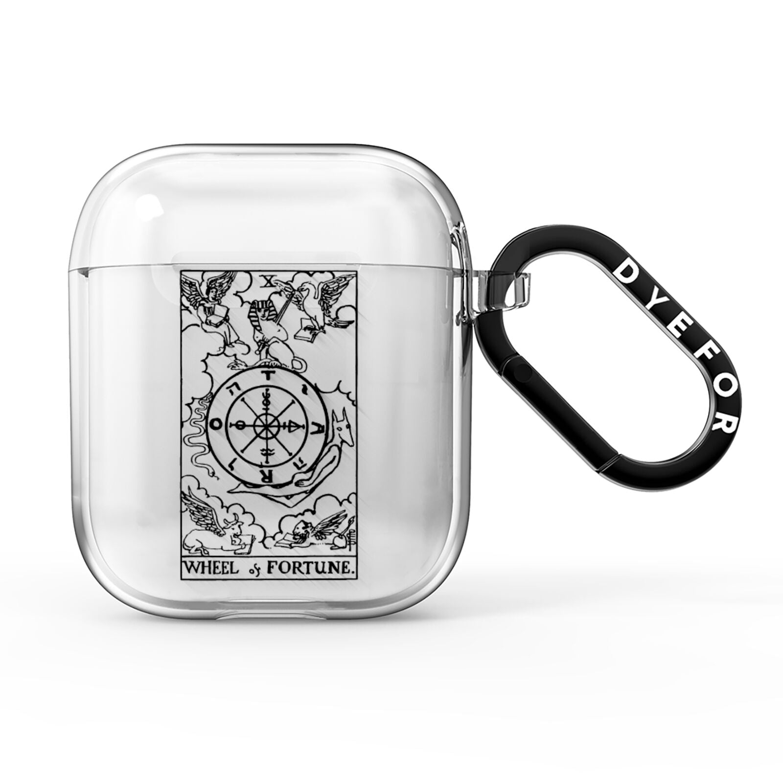 Wheel of Fortune Monochrome Tarot Card AirPods Clear Case