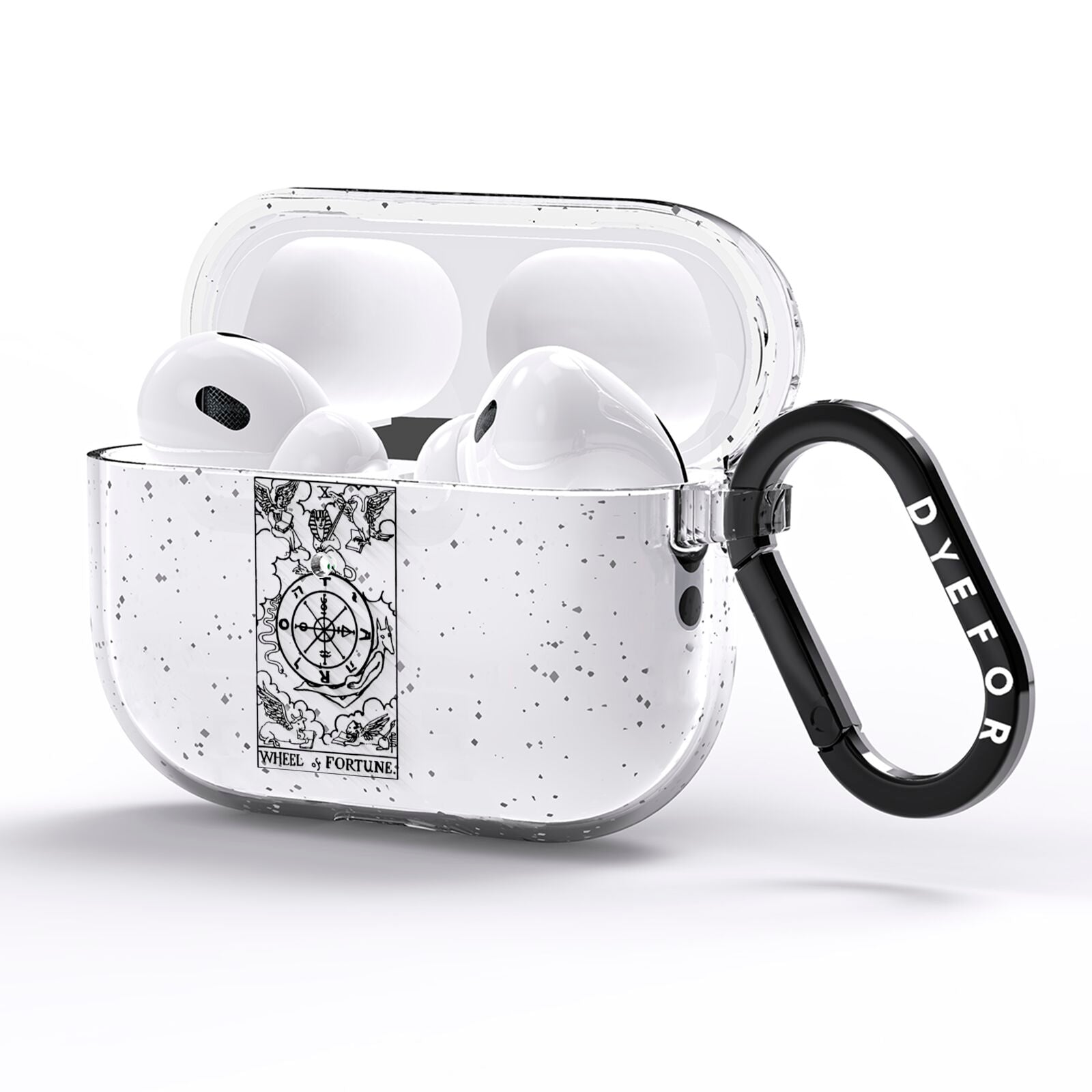 Wheel of Fortune Monochrome Tarot Card AirPods Pro Glitter Case Side Image