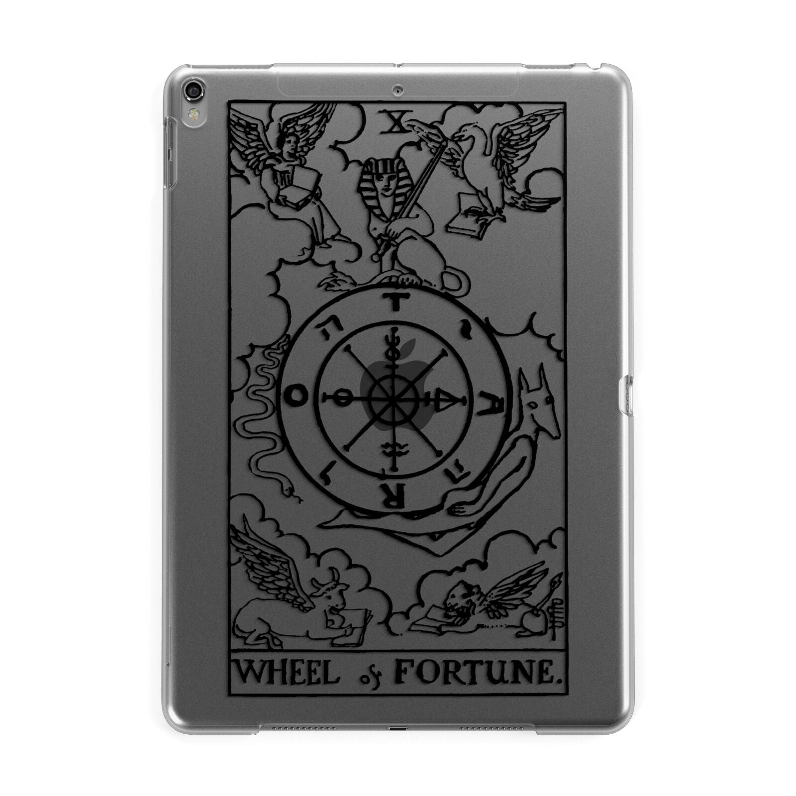 Wheel of Fortune Monochrome Tarot Card Apple iPad Grey Case