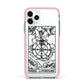 Wheel of Fortune Monochrome Tarot Card Apple iPhone 11 Pro in Silver with Pink Impact Case
