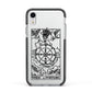 Wheel of Fortune Monochrome Tarot Card Apple iPhone XR Impact Case Black Edge on Silver Phone
