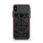 Wheel of Fortune Monochrome Tarot Card Apple iPhone Xs Impact Case Pink Edge on Black Phone