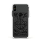 Wheel of Fortune Monochrome Tarot Card Apple iPhone Xs Impact Case White Edge on Black Phone