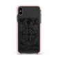 Wheel of Fortune Monochrome Tarot Card Apple iPhone Xs Max Impact Case Pink Edge on Black Phone