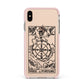 Wheel of Fortune Monochrome Tarot Card Apple iPhone Xs Max Impact Case Pink Edge on Gold Phone