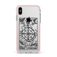 Wheel of Fortune Monochrome Tarot Card Apple iPhone Xs Max Impact Case Pink Edge on Silver Phone