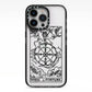 Wheel of Fortune Monochrome Tarot Card iPhone 13 Pro Black Impact Case on Silver phone
