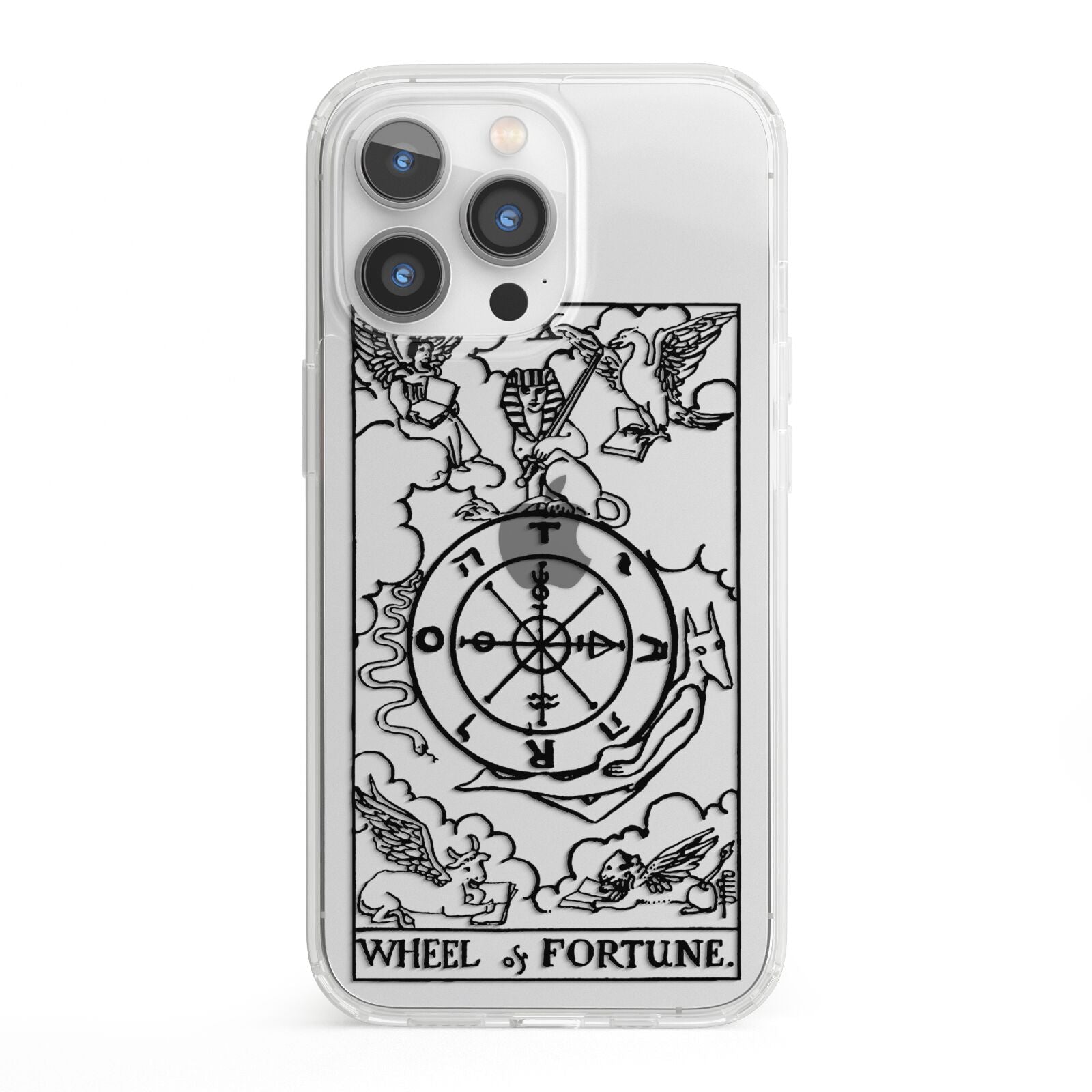 Wheel of Fortune Monochrome Tarot Card iPhone 13 Pro Clear Bumper Case