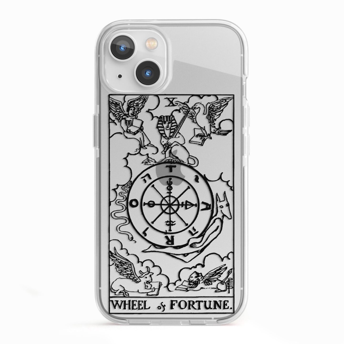 Wheel of Fortune Monochrome Tarot Card iPhone 13 TPU Impact Case with White Edges