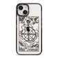 Wheel of Fortune Monochrome Tarot Card iPhone 14 Black Impact Case on Silver phone