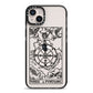Wheel of Fortune Monochrome Tarot Card iPhone 14 Plus Black Impact Case on Silver phone