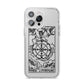 Wheel of Fortune Monochrome Tarot Card iPhone 14 Pro Max Clear Tough Case Silver