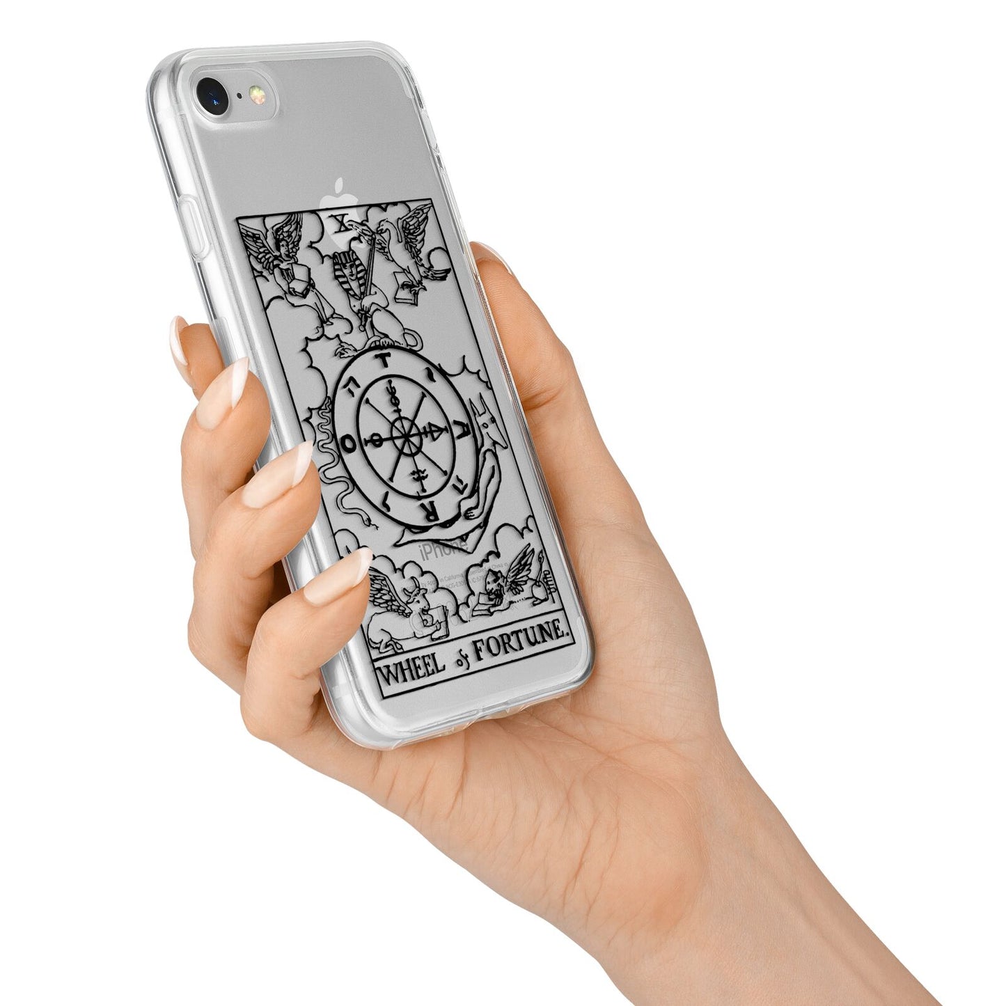 Wheel of Fortune Monochrome Tarot Card iPhone 7 Bumper Case on Silver iPhone Alternative Image