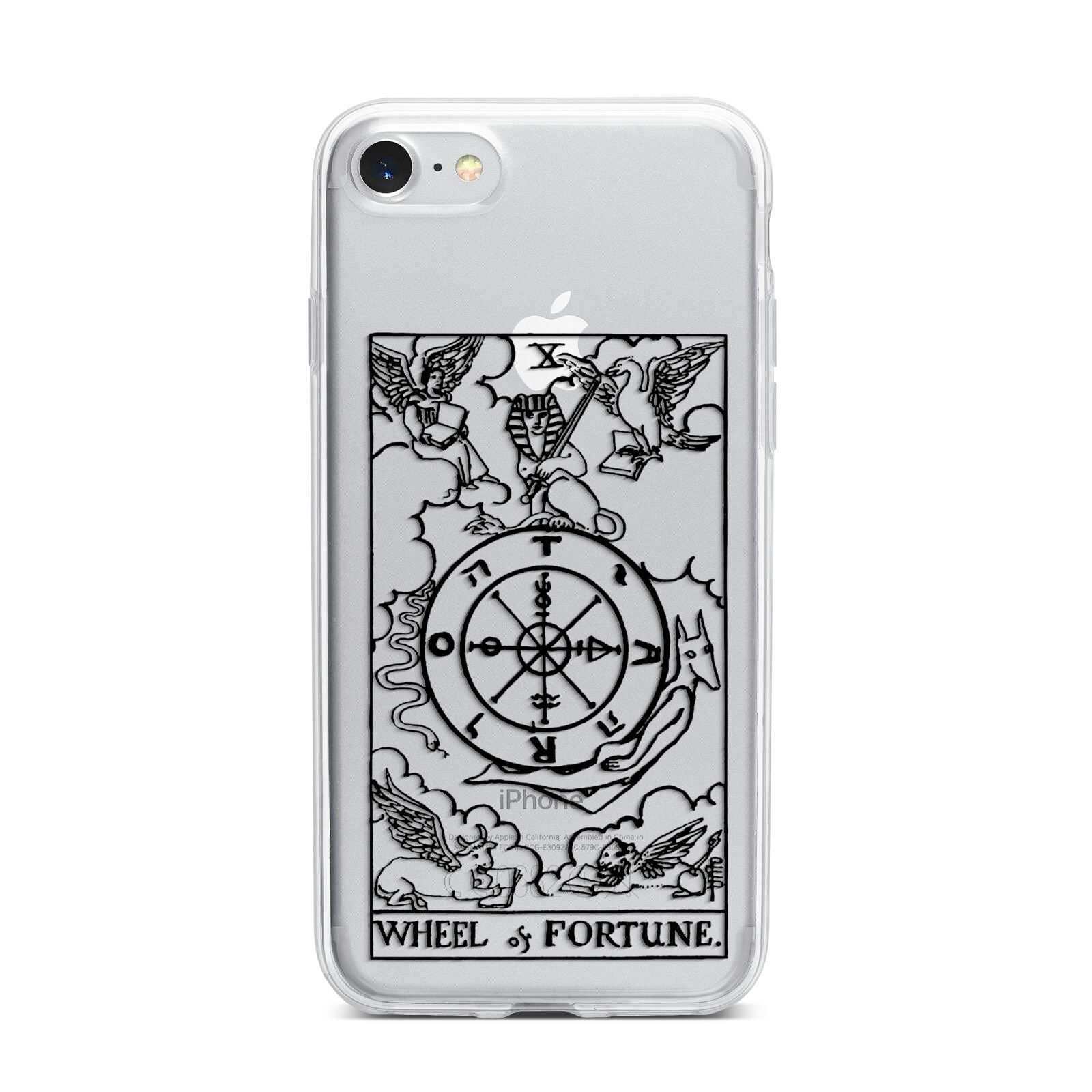 Wheel of Fortune Monochrome Tarot Card iPhone 7 Bumper Case on Silver iPhone