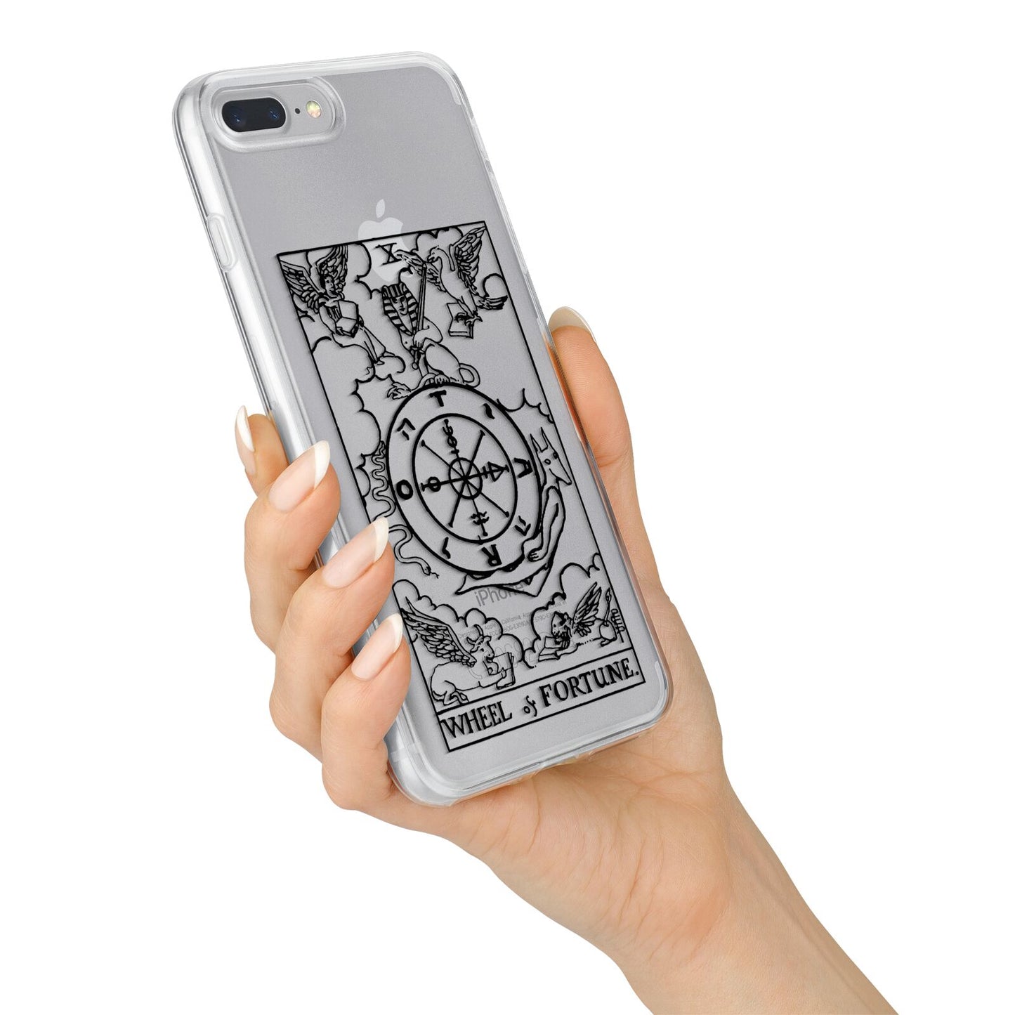 Wheel of Fortune Monochrome Tarot Card iPhone 7 Plus Bumper Case on Silver iPhone Alternative Image