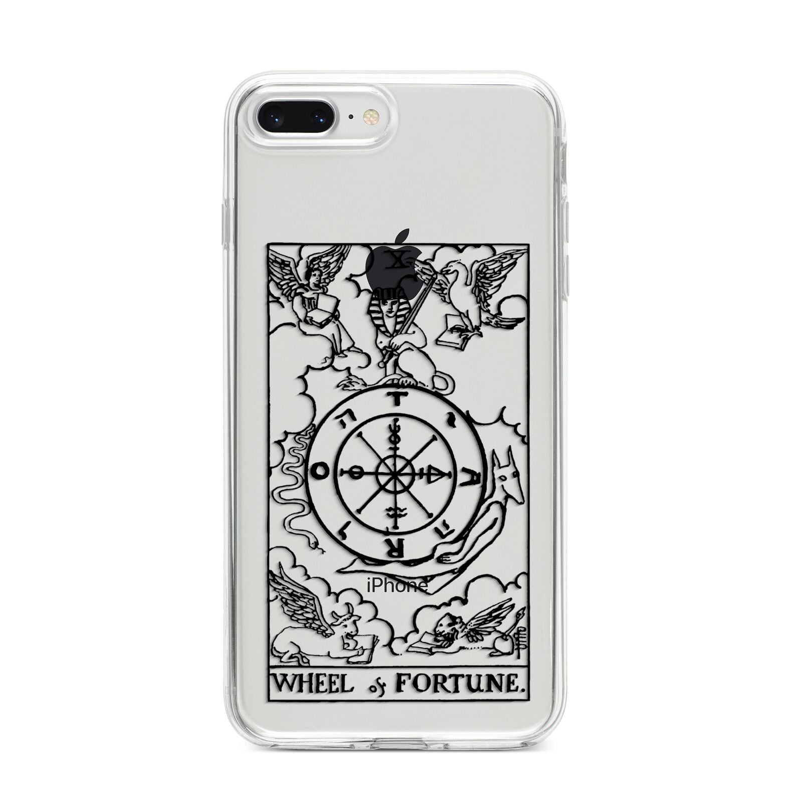 Wheel of Fortune Monochrome Tarot Card iPhone 8 Plus Bumper Case on Silver iPhone