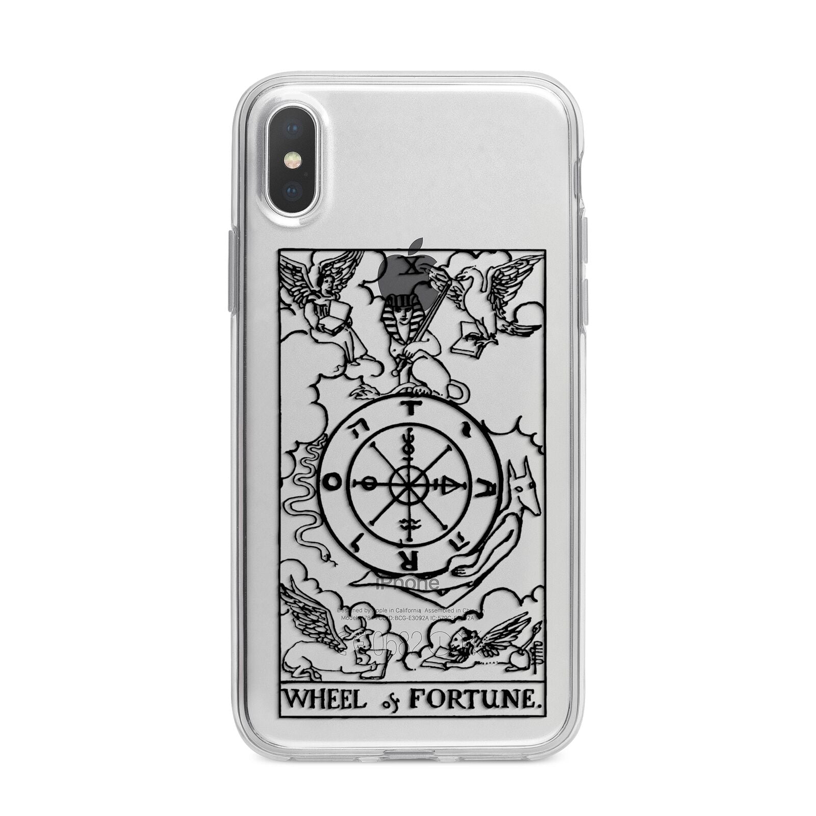 Wheel of Fortune Monochrome Tarot Card iPhone X Bumper Case on Silver iPhone Alternative Image 1