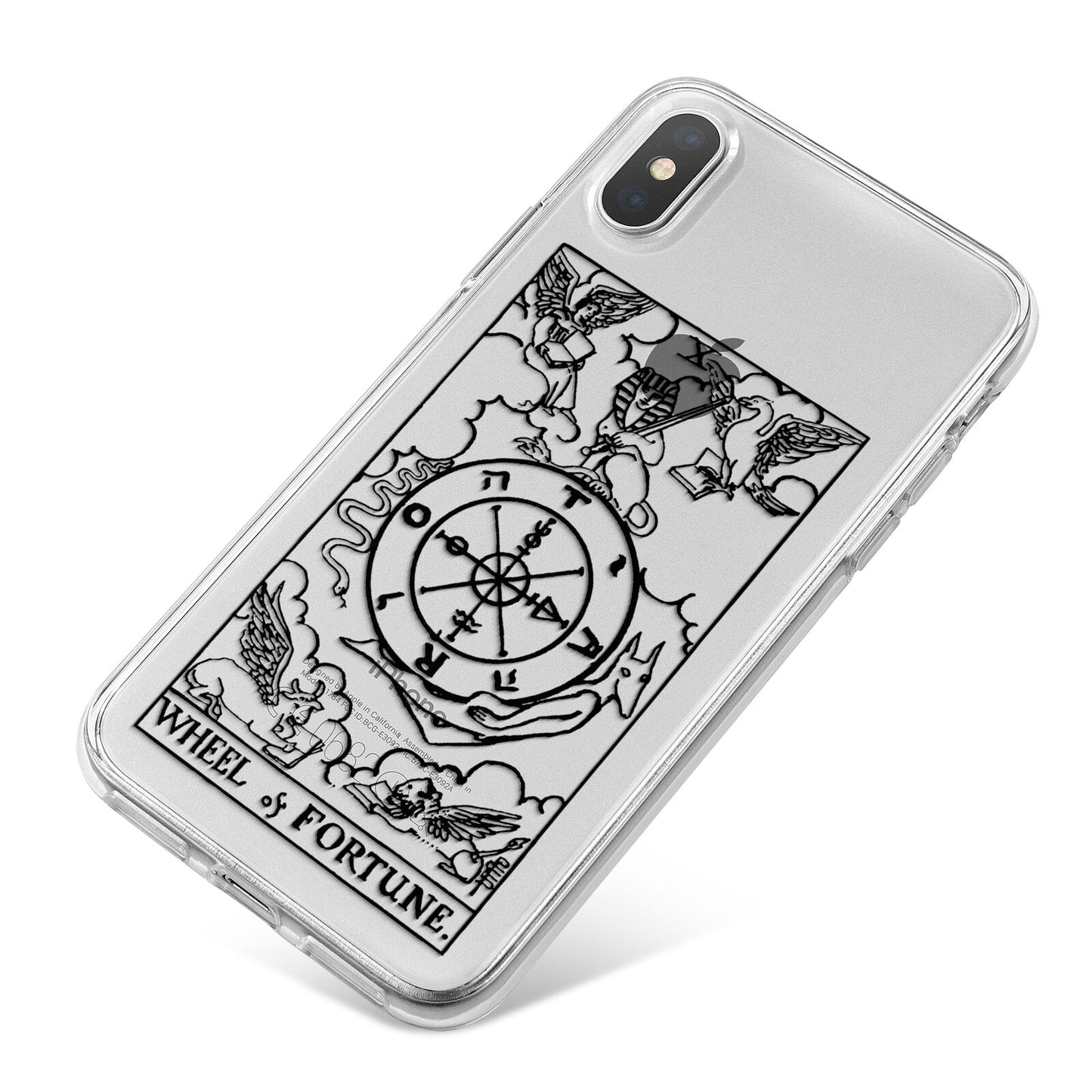 Wheel of Fortune Monochrome Tarot Card iPhone X Bumper Case on Silver iPhone
