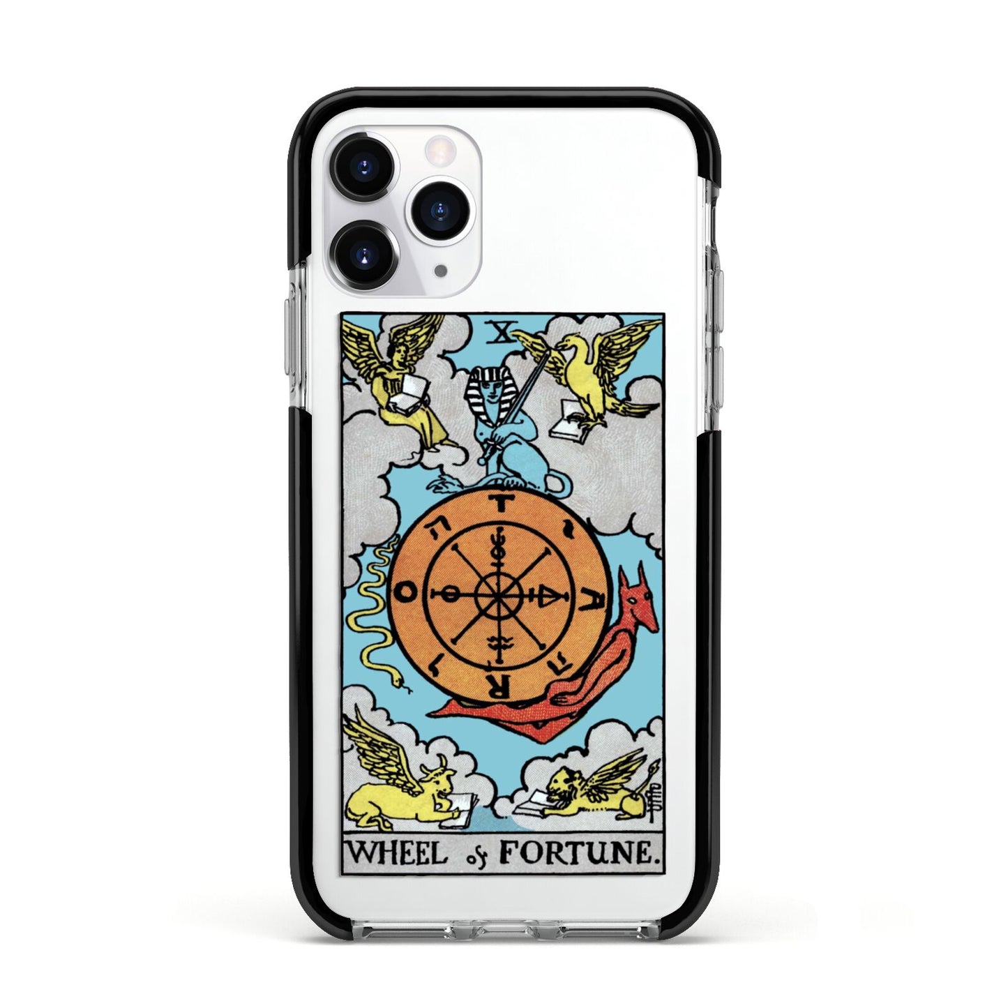Wheel of Fortune Tarot Card Apple iPhone 11 Pro in Silver with Black Impact Case