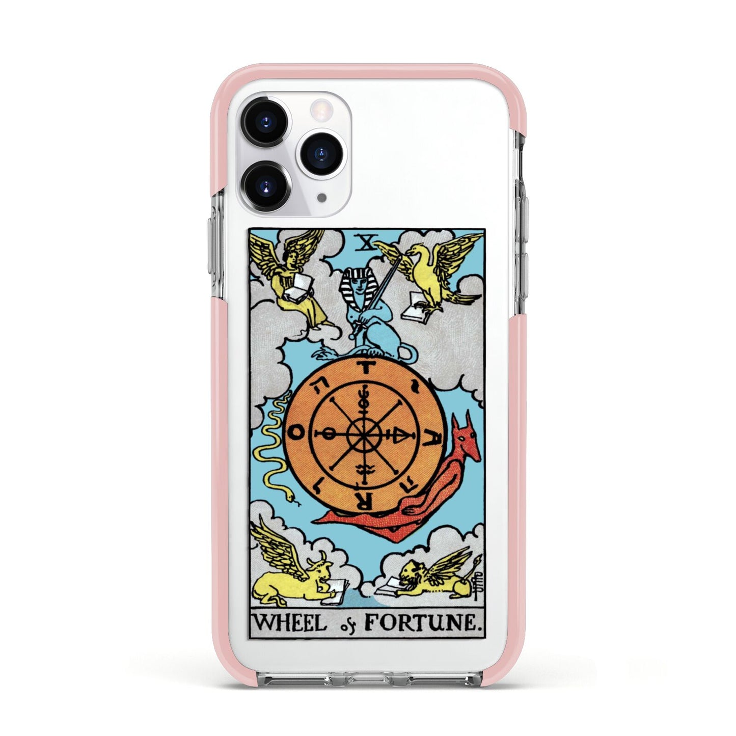 Wheel of Fortune Tarot Card Apple iPhone 11 Pro in Silver with Pink Impact Case