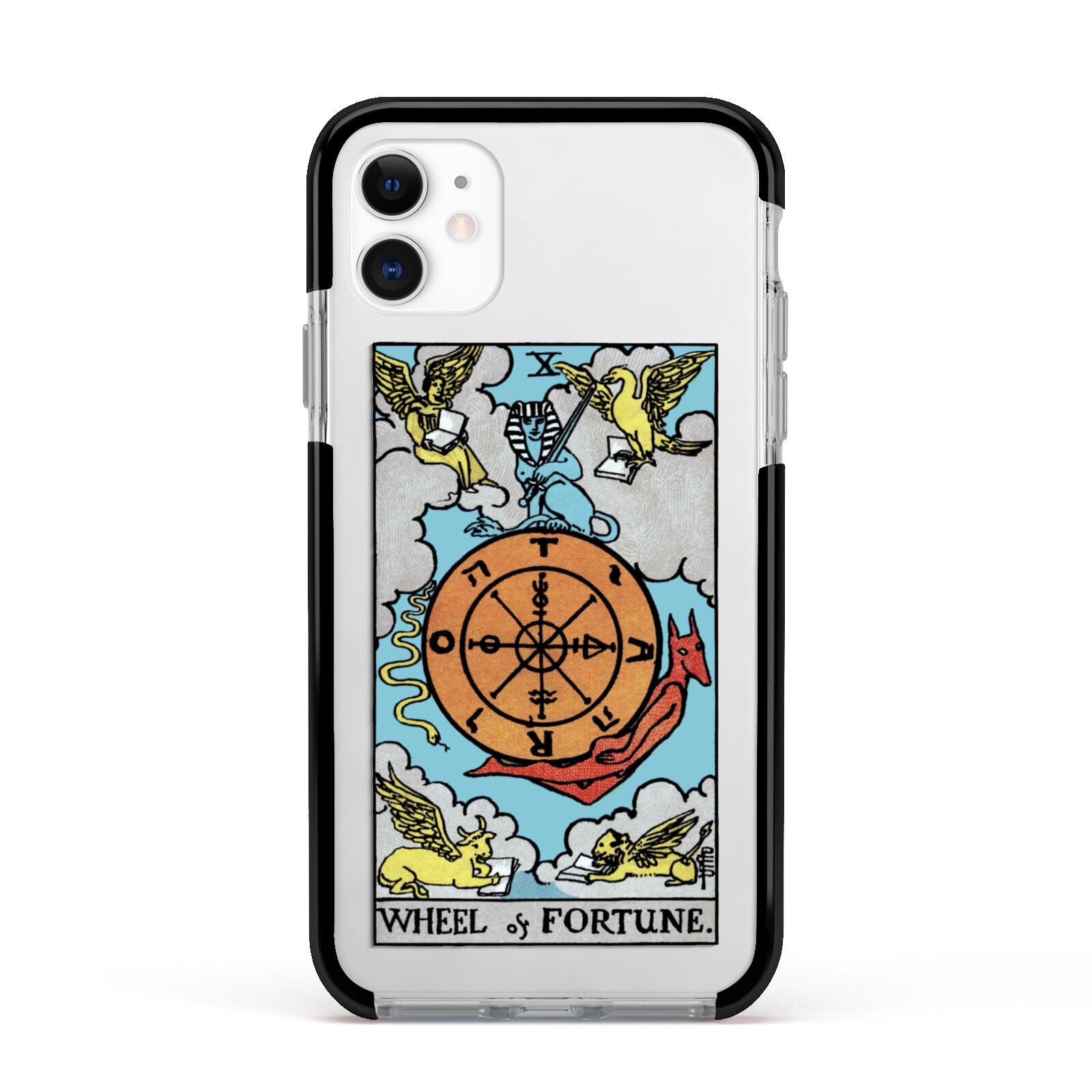 Wheel of Fortune Tarot Card Apple iPhone 11 in White with Black Impact Case