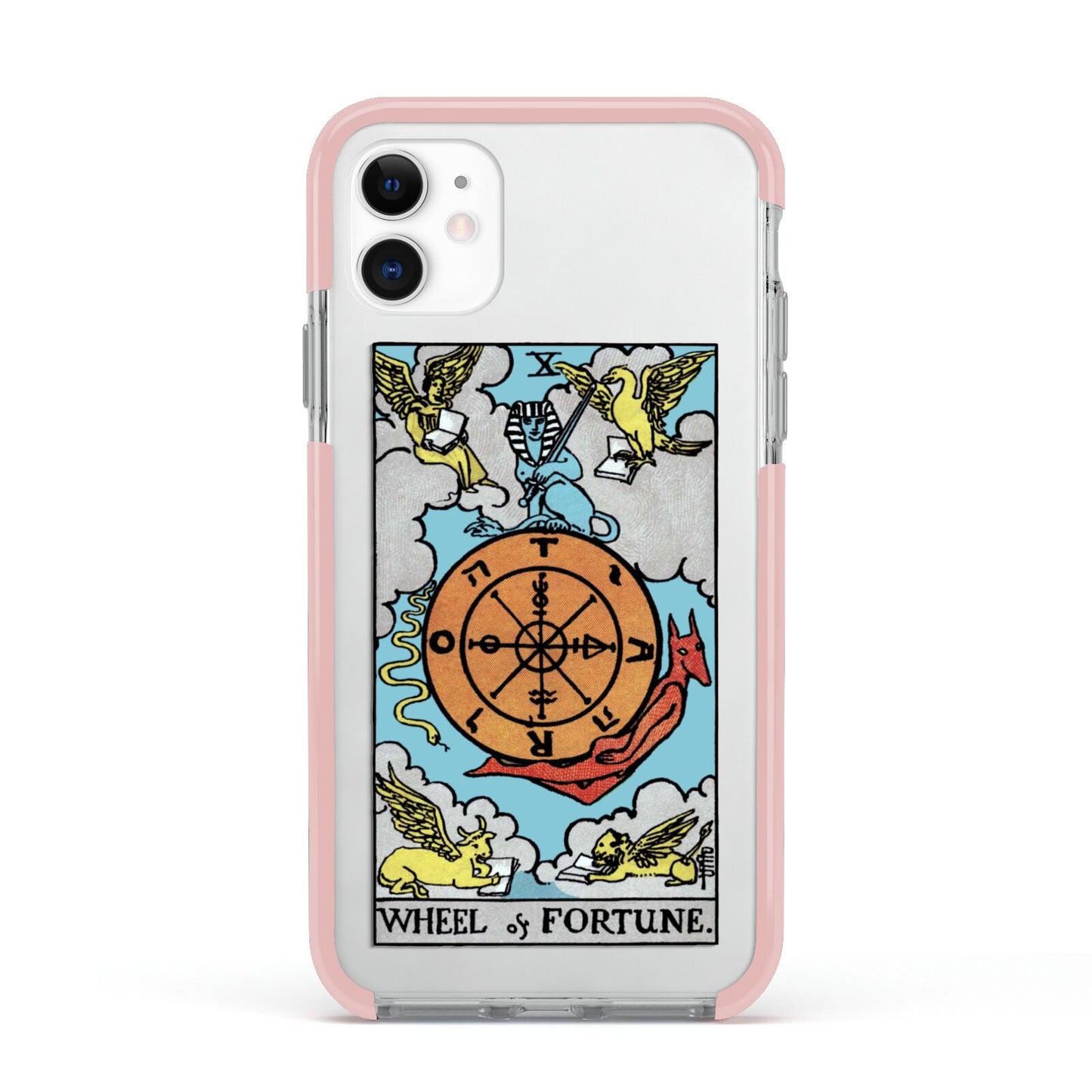 Wheel of Fortune Tarot Card Apple iPhone 11 in White with Pink Impact Case